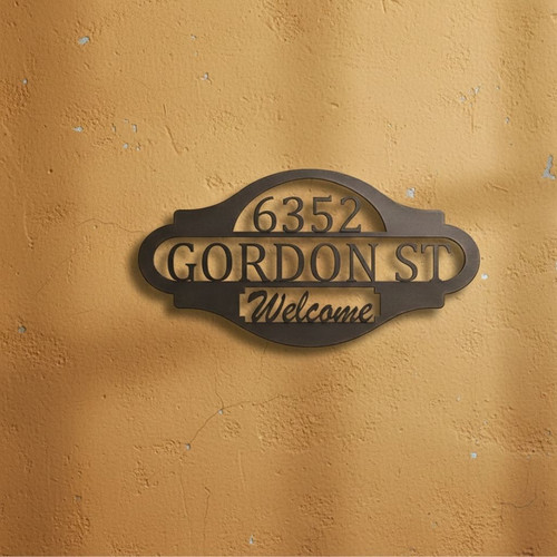 Personalized Welcome Metal Sign with House Address Numbers | Familywalldecor