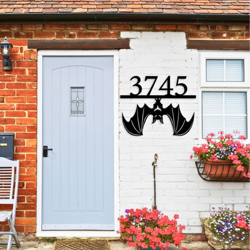 Halloween Bat Address Sign - Custom Metal For Fall Front Door DéCor | Family Wall Decor CA
