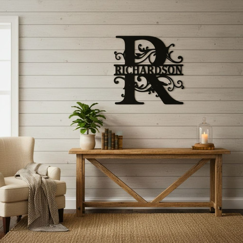 Family Name Metal Sign For Housewarming Personalized Monogram Decor Perfect For Living Room | Familywalldecor