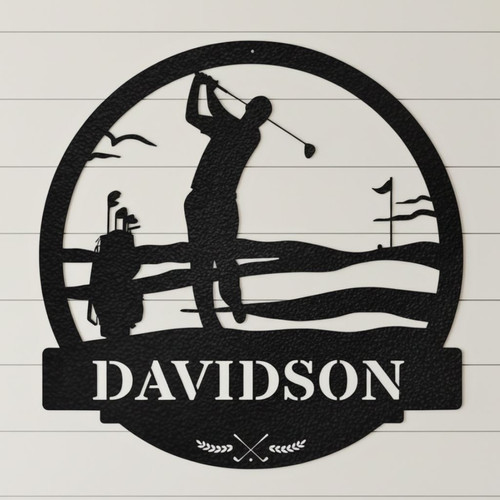 Custom Dad Golf Metal Sign Wall Art For Fathers | Personalized Sports-Themed Monogram For Living Room | Familywalldecor