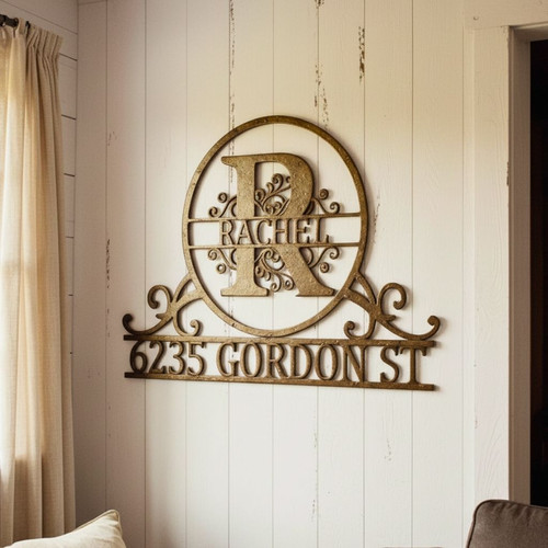 Customizable Metal Monogram Address Sign for Homes | Family Wall Decor