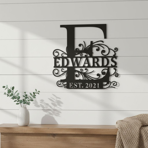Custom Metal Sign with Split Letter Monogram for Home Decor | Family Wall Decor