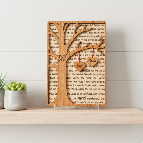 Personalized Tree-Themed Wood Sign For Anniversary Or Valentine's Day - Custom Engraved Message For Couples | Familywalldecor