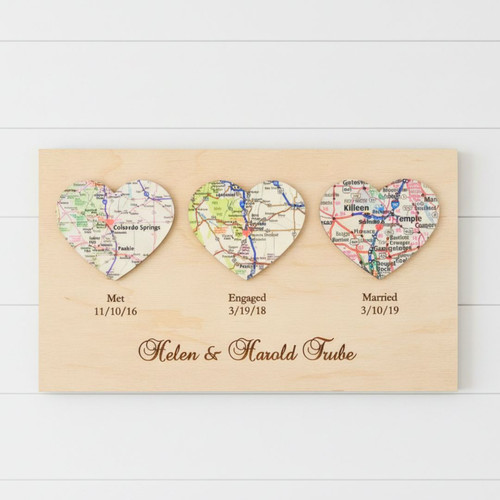 Personalized Heart Address Map Wood Sign For Couples - Our Love Story Anniversary Gift | Familywalldecor