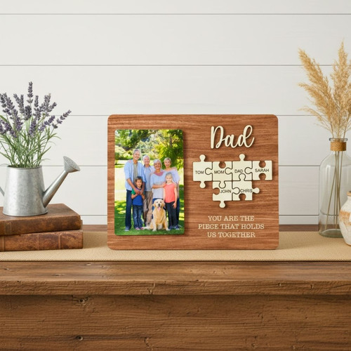 Personalized Dad Puzzle Wood Sign - 'You Are The Piece' Father's Day Gift For Dad From Kids | Familywalldecor