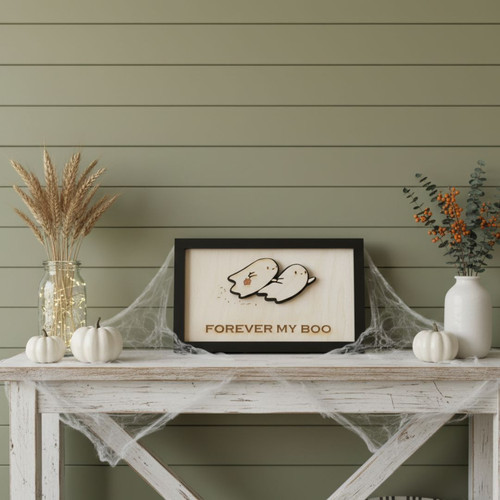 Personalized Forever My Boo Wood Sign - Sweet Spooky Valentine's Day Gift For Couples | Family Wall Decor