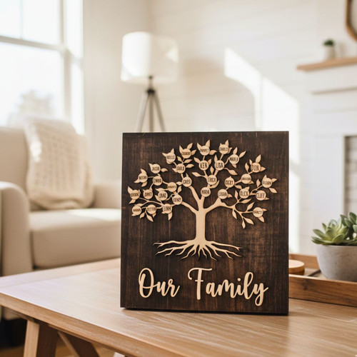Touching Personalized Family Tree Wood Sign For Living Room Wall Decor | Familywalldecor