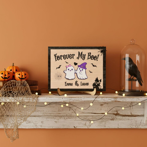 Custom Forever My Boo Wood Sign - Spooky Halloween Gift For Couples - Ghost Theme Home Decor | Family Wall Decor