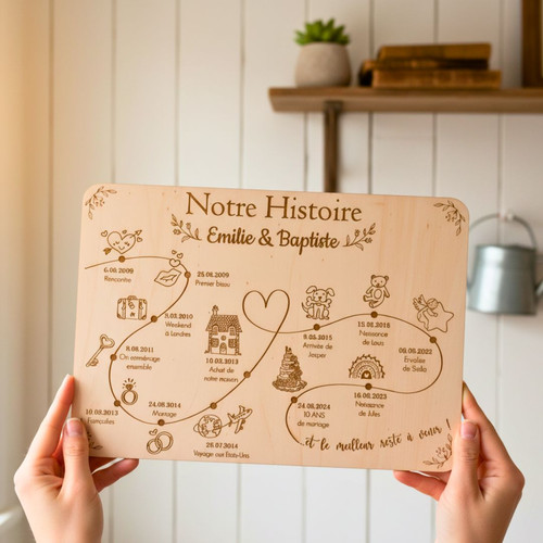 Custom Couple's Timeline Sign - Personalized Romantic Wood Art For Wedding Anniversary And Valentine's Day | Familywalldecor