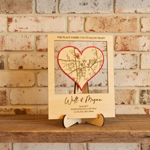 Thoughtful Where We Met Location Wood Map Sign With Special Date For Couples' Home DéCor | Family Wall Decor