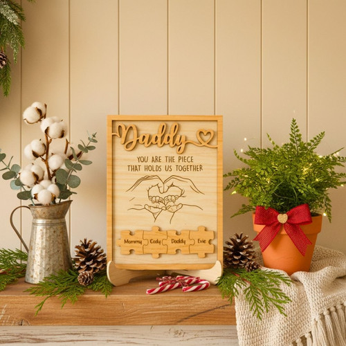 Thoughtful Custom Dad Puzzle Wood Sign Gift For Father's Day Celebration | Familywalldecor