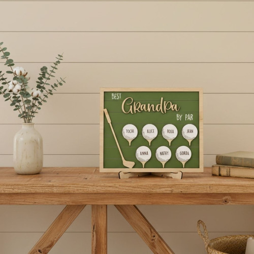 Personalized Dad Golfing Buddies Wood Sign With Kids' Names - Heartfelt Golf Lovers Gift For Father's Day | Familywalldecor