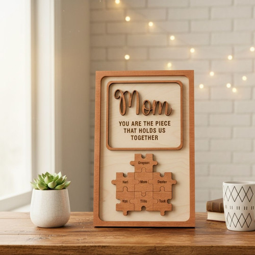 Heartfelt Dad Puzzle Wood Sign - Personalized Father's Day Gift For Living Room Decor | Familywalldecor
