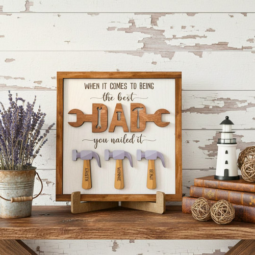 Personalized Funny Dad Wood Sign For Father's Day Gift - Custom Family Sign With Kids' Names | Family Wall Decor CA