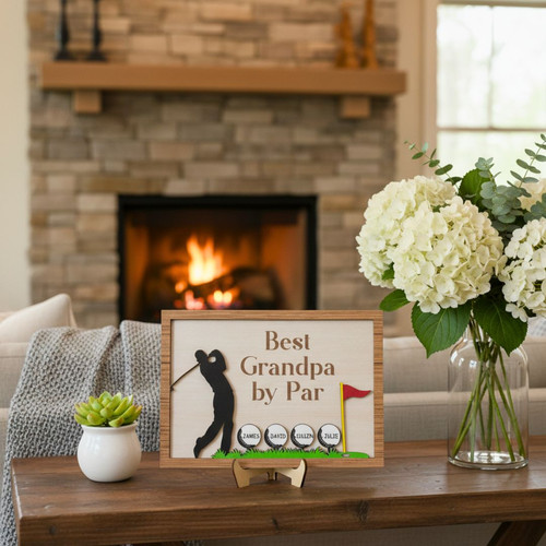 Heartfelt Dad Golf Wood Sign With Kids' Names - Personalized Father's Day Gift For Golfer Dads | Familywalldecor