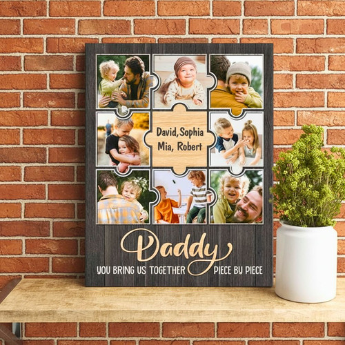Heartfelt Personalized Photo Puzzle Canvas for Dad & Husband | Family Wall Decor