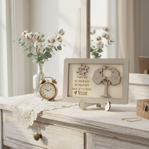 Thoughtful Custom Dad Puzzle Wood Sign – Perfect Father's Day Gift For Step And Bonus Dads | Familywalldecor