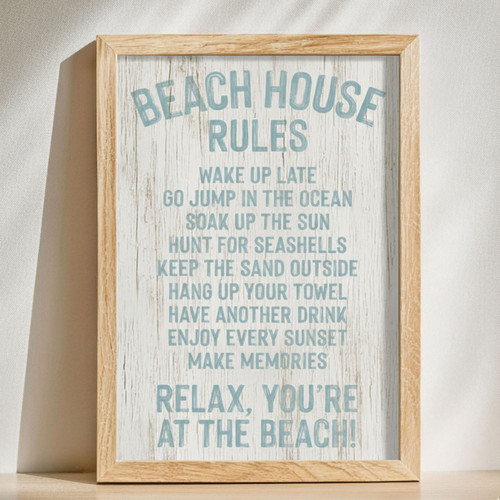 Vintage Family Rules Canvas – Coastal Farmhouse Beach House Decor | Familywalldecor