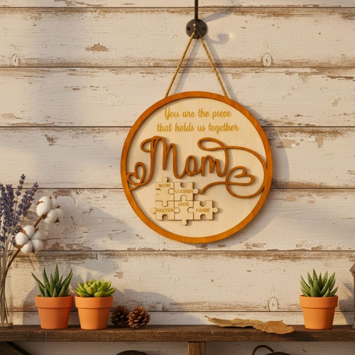 Heartfelt Personalized Mom Puzzle Wood Sign For Mother's Day Gift - Wood Name Puzzle | Familywalldecor