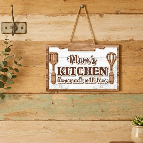 Custom Mom's Kitchen Wood Sign - Mother's Day Gift For Mom, Grandma In Rustic Style | Family Wall Decor