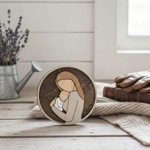 Thoughtful Mother And Daughter 3D Line Art Wood Sign Keepsake - Customized Gift For Mom | Family Wall Decor