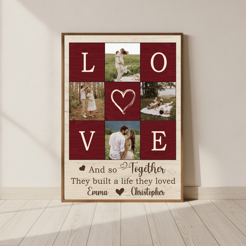 Personalized Love Photo Collage Canvas - Valentine’s Day Gift - Personalize Wall Art