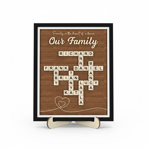 Custom Last Name Wood Sign - Scrabble Family Crossword Gift - Personalize Wall Art