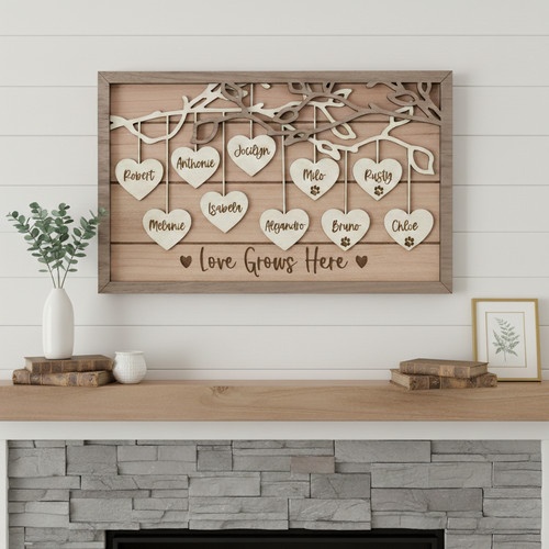 Custom Wood Sign Plaque - Engraved Family Tree Keepsake Art - Personalize Wall Art