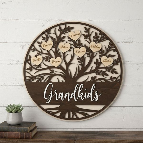 Family Tree Wood Sign - Personalize Wall Art