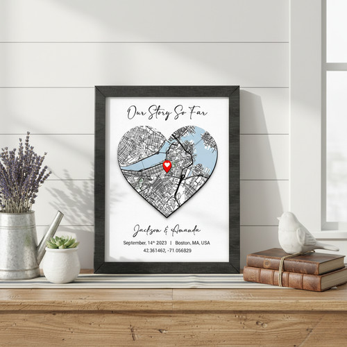 Where Our Story Began - Personalized Map Wood Sign - Personalize Wall Art