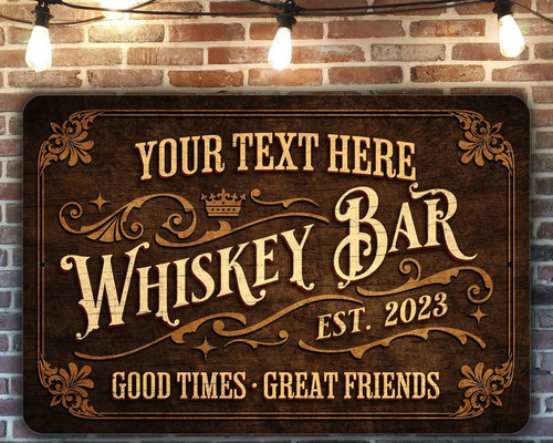 Cheers to Your Custom Whiskey Bar Vintage Tin Sign Decor - Personalize Wall Art