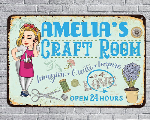 Custom Craft Haven Vintage Tin Sign - Indoor/Outdoor Wall Art - Personalize Wall Art