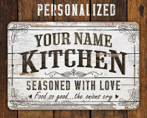 Custom Kitchen Charm Vintage Tin Sign Personalized Wall Decor - Personalize Wall Art