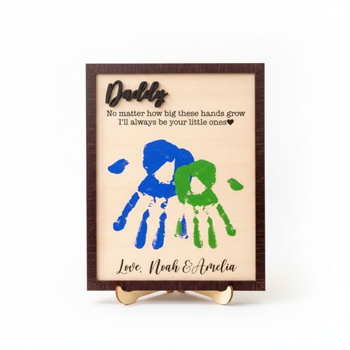 Daughter's Love - Personalized Handprint Dad Wood Sign Keepsake - Personalize Wall Art