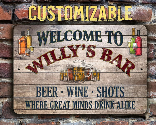 Design Your Own Beer & Wine Bar Vintage Tin Sign Gift - Personalize Wall Art