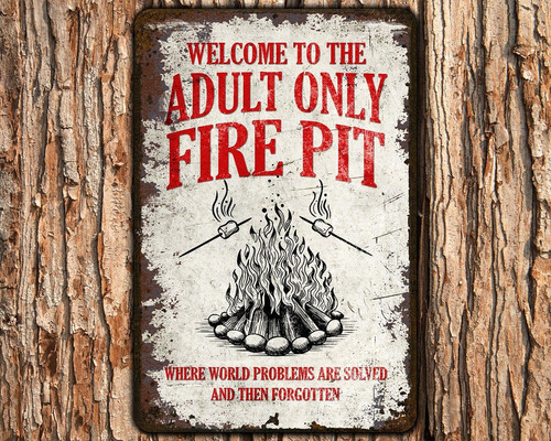 Fire Pit Memories: Outdoor Campfire Vintage Tin Sign Decor - Personalize Wall Art