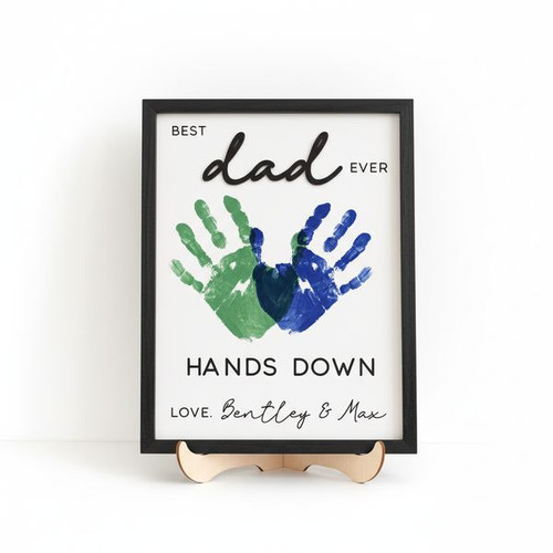 Forever Loved - Personalized Dad Handprint Wood Sign Gift - Personalize Wall Art