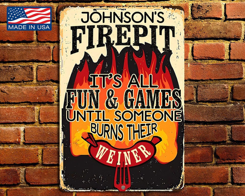 S'mores & Memories: Personalized Fire Pit Vintage Metal Art - Personalize Wall Art