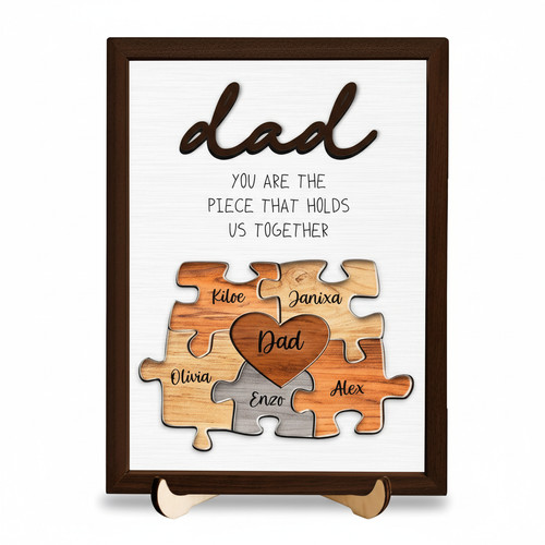 You Are The Piece - Personalized Dad Puzzle Wood Sign - Personalize Wall Art