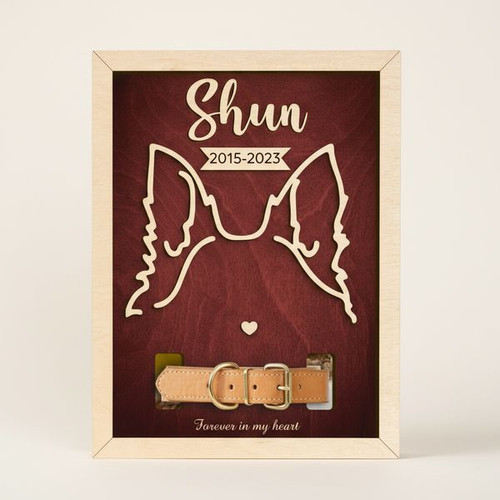 A Dog's Forever Love - Personalized Memorial Collar Wood Sign - Personalize Wall Art