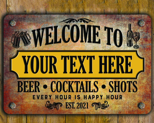 Cheers! Custom Retro Tin Bar Sign for Beer & Cocktails - Personalize Wall Art