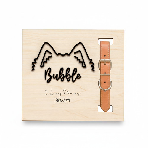 Cherished Pet Memory Wood Sign - Personalized Dog Cat Collar Frame - Personalize Wall Art