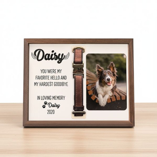 Forever Loved Pet Memorial Wood Sign for Collar - Keepsake Frame - Personalize Wall Art