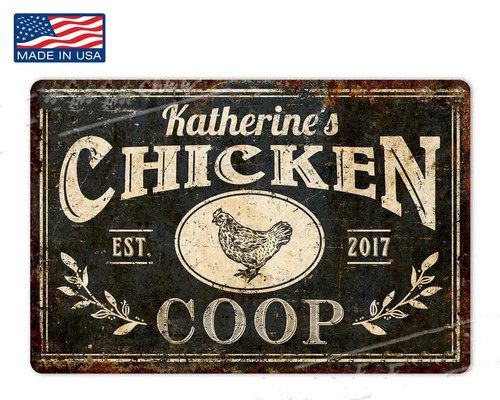 Personalized USA Vintage Chicken Coop Metal Sign Decor - Personalize Wall Art