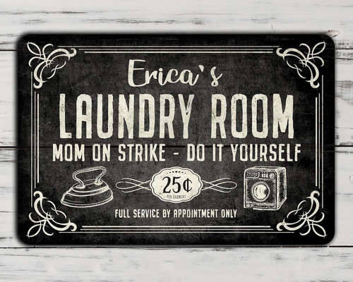 Personalized Vintage Metal Sign - Custom Laundry Room Art - Personalize Wall Art