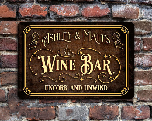 Personalized Wine Lover's Vintage Tin Sign for Bar Decor - Personalize Wall Art