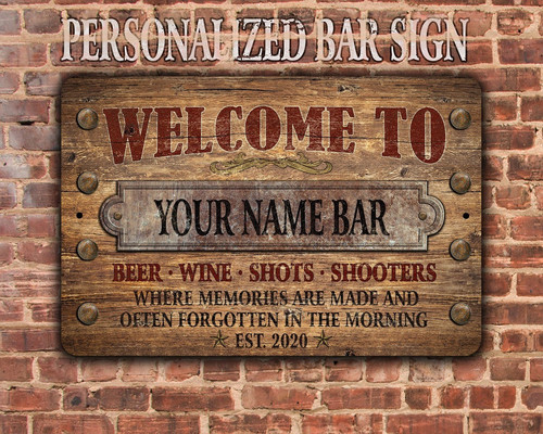Your Custom Beer & Wine Bar Oasis | Personalized Vintage Tin Sign - Personalize Wall Art