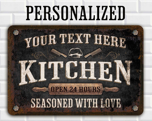 Your Home's Kitchen Heart: Personalized Vintage Metal Sign Art - Personalize Wall Art