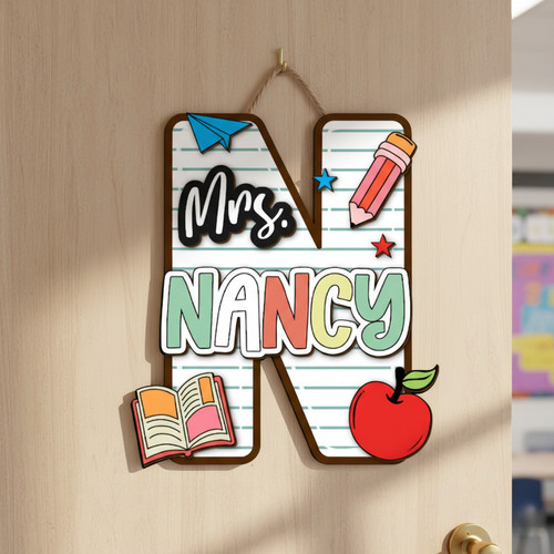 Cherished Teacher Gift - Personalized 3D Classroom Wood Sign Art - Personalize Wall Art