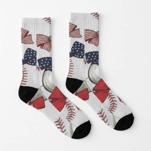 Softball and Bows 3D Socks for Girls Warm Cozy Gift - Sportilla